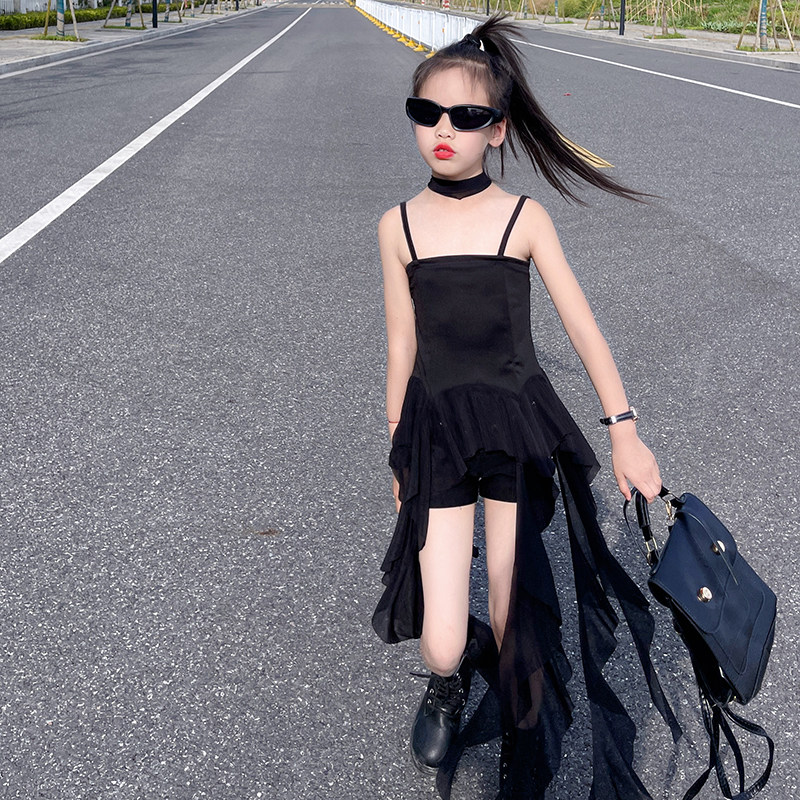 女童连衣裙夏季2025新款儿童不规则荷叶边吊带裙子中大童飘带长裙,童装/婴儿装/亲子装,连衣裙,淘宝优惠券,粉丝福利购,淘宝优惠卷