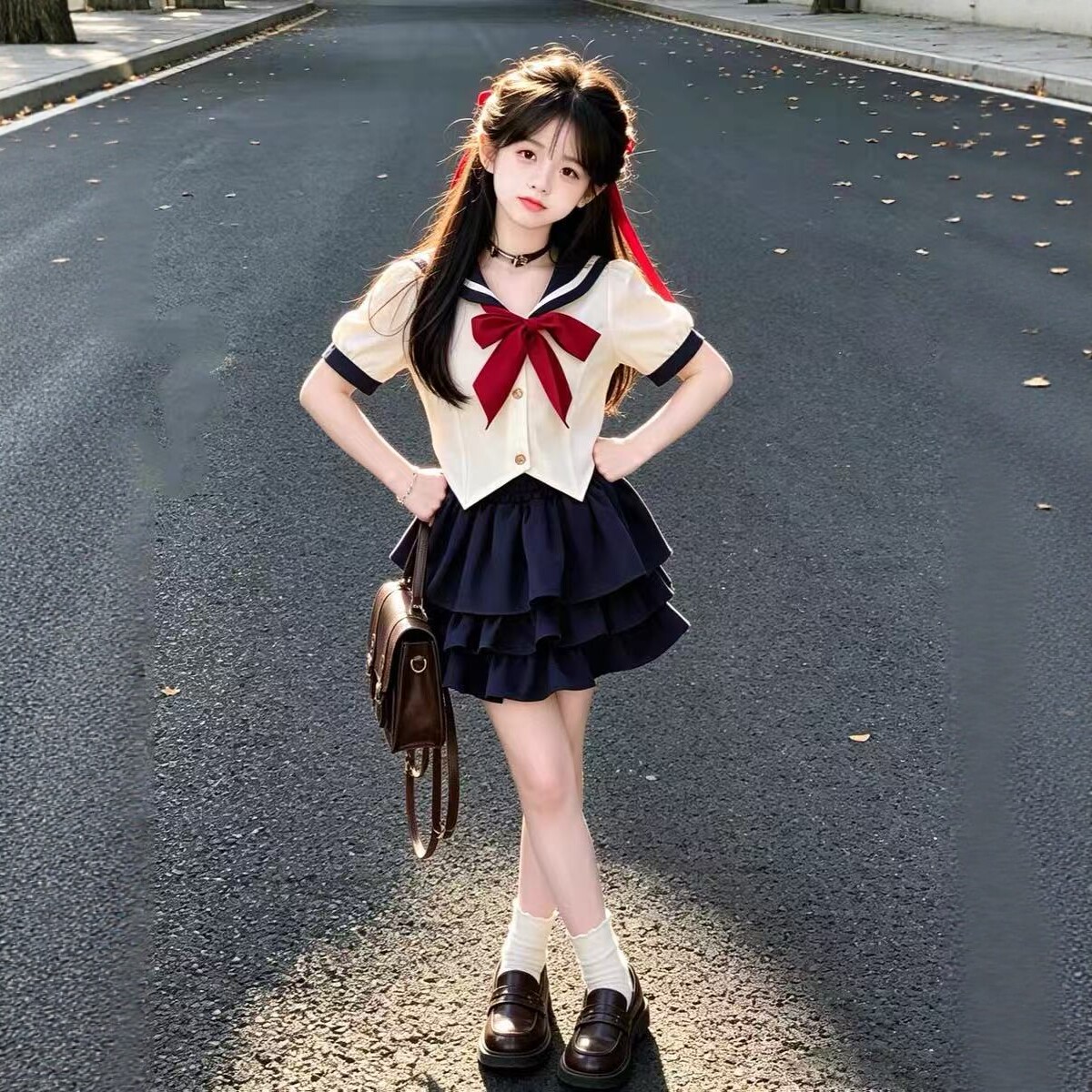 女童JK学院风夏季甜美套装图片