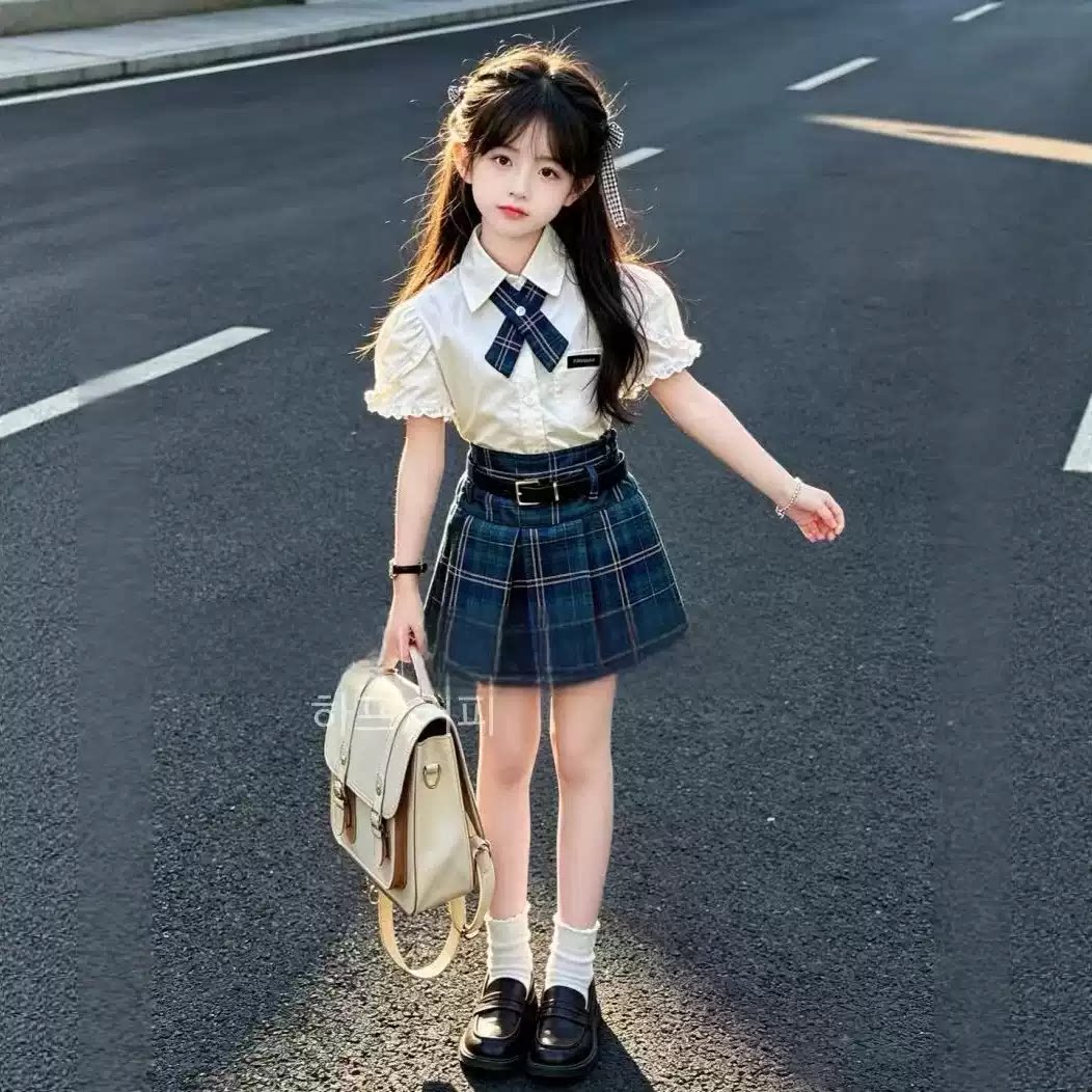 女童JK学院风夏季新款套装图片