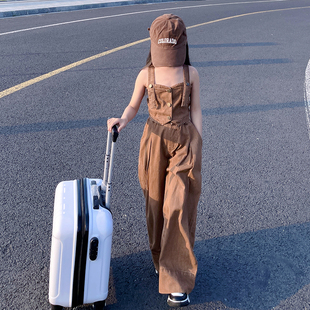 女童夏季套装2026新款童装天丝薄牛仔吊带背心两件套长裤防蚊裤子