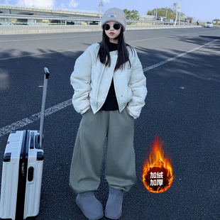 女童韩系风棉服冬季2025新款女大童冬装休闲短款外套儿童加绒套装