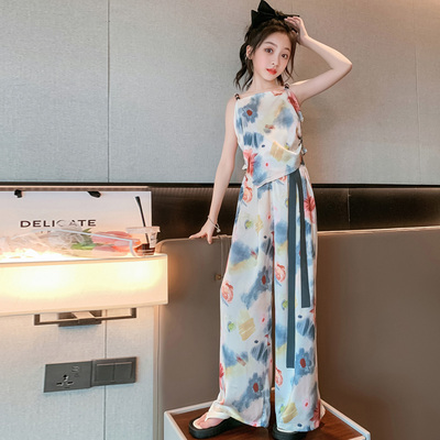 女童2023夏季时尚扎染休闲套装