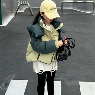 女童冬季白鸭绒羽绒服2025新款洋气儿童冬天加厚面包服中大童外套