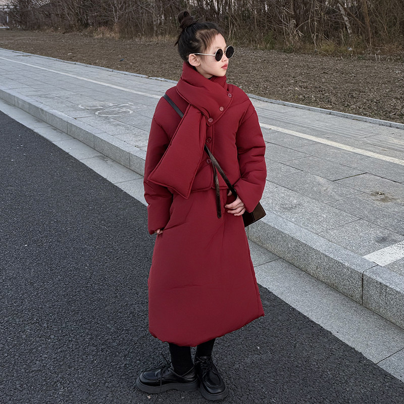女童棉服套装冬季加厚2026新款洋气儿童裙子女装女大童冬装拜年服