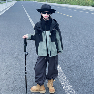 大童女孩 儿童三合一可拆卸加厚冬装 女童冲锋衣外套秋冬款 2025新款