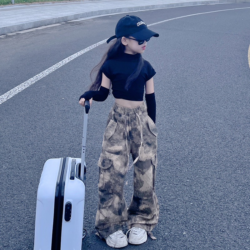 儿童迷彩裤套装春秋2025新款