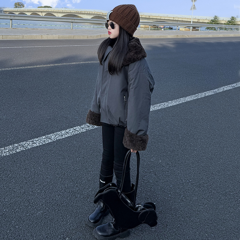 女童棉衣冬季加绒加厚棉服