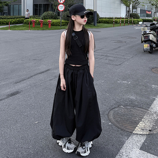 女童2026新款夏背心阔腿裤宽松休闲长裤凉感灯笼裤潮酷街头风套装