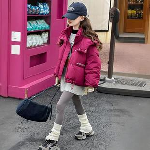 韩国冬装女童韩版时髦短款面包羽绒衣儿童轻薄连帽外套加厚羽绒服