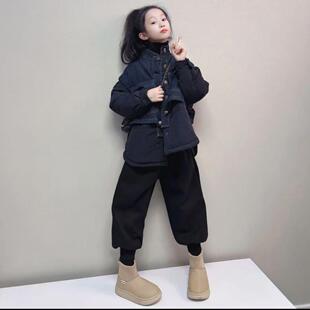 女童冬装牛仔风拼接棉服2025新款儿童假两件外套加厚女孩保暖上衣