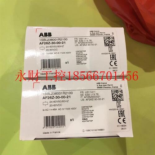 议价ABB接触器全新原装,AF30Z-30-00-21/AF30Z-30-00-23直流￥