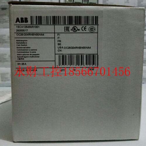 议价ABB原装正品凸轮开关,OC25G04RNBN00NA4;物料号:25000￥