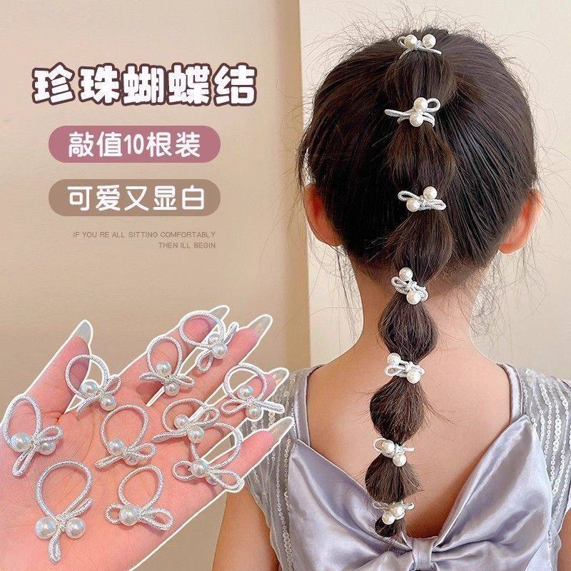 简约设计感仿皮质蝴蝶珍珠发绳图片