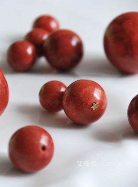 红色草珊瑚16mm24mm散珠子配珠圆珠 diy大珠子手链手工串珠