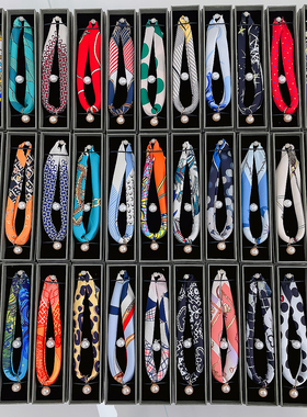 丝巾项链磁扣夏季女装饰珍珠吊坠