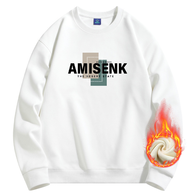 加绒加厚圆领卫衣男韩版潮男圆领运动卫衣男士学生外套-30HW3679