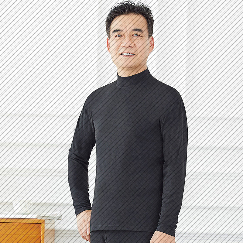 中年男士保暖内衣半高领秋衣上衣