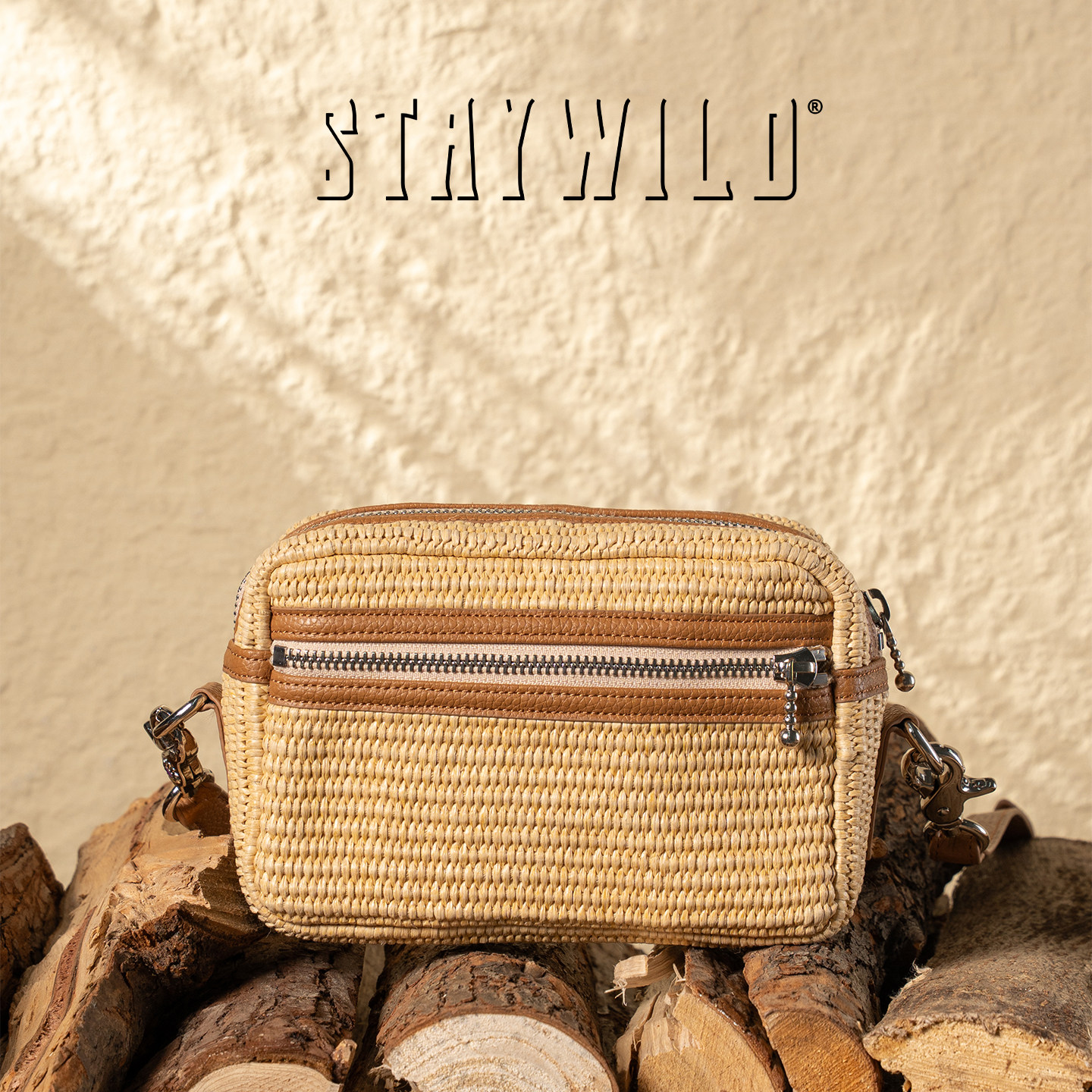 STAYWILD26SS“我不是草编”仿草编休闲单肩斜挎方盒子手机小包