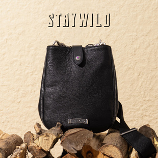 STAYWILD 山羊皮馬蹄斜挎包男百搭高級感真皮單肩包夏 竹簡紀