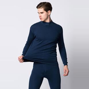 中高领全棉青年中厚男士打底内衣秋冬棉毛衫男款纯棉秋衣秋裤套装