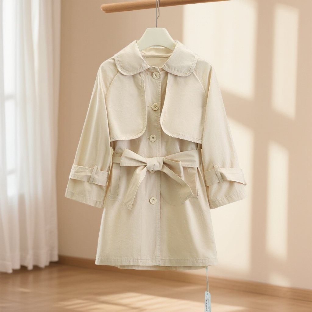 童装~专柜价439【古系列】100棉法式气质收腰大童风衣外套25秋女,童装/婴儿装/亲子装,风衣,淘宝优惠券,粉丝福利购,淘宝优惠卷