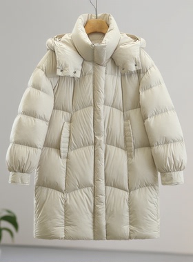 【韦】90鸭绒！高充绒量206克+连帽宽松防风保暖羽绒服25冬外套女