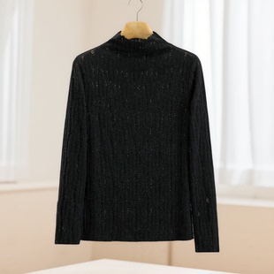 007品牌折扣店25冬新款 韩版 显瘦打底衫 针织衫 纯色气质修身