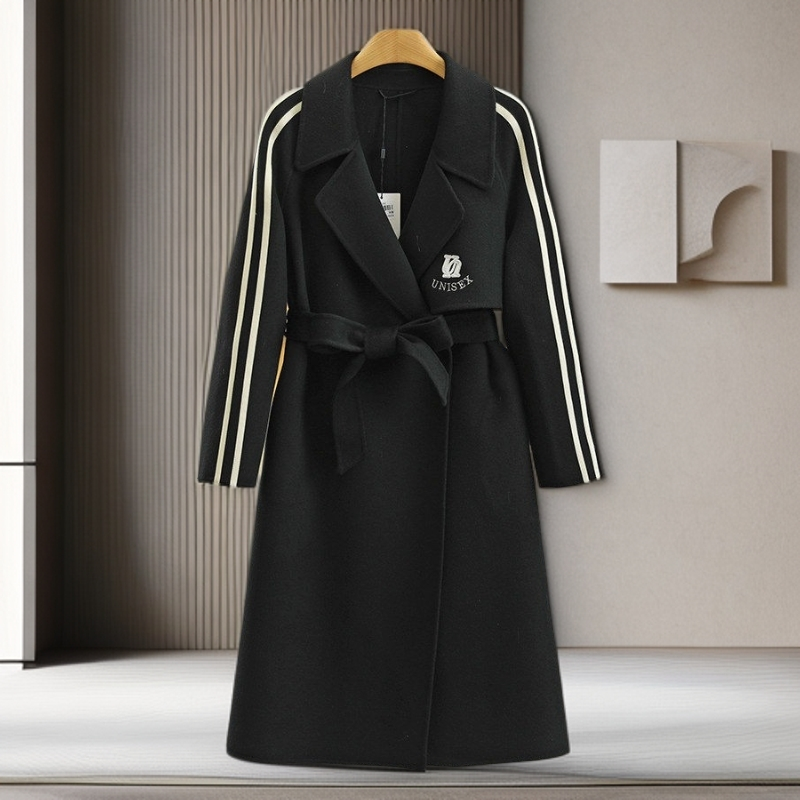 专柜价2799【尤XZ】100绵羊毛简约条纹收腰双面呢大衣25冬外套女,女装/女士精品,毛呢外套,淘宝优惠券,粉丝福利购,淘宝优惠卷