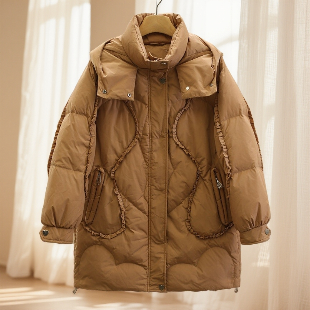 【帛】90白鸭绒！连帽设计感木耳边保暖羽绒服专柜正品25冬外套女,女装/女士精品,羽绒服,淘宝优惠券,粉丝福利购,淘宝优惠卷