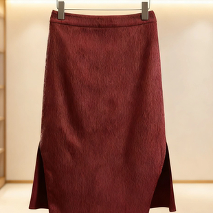 高腰包臀过膝显瘦半身裙25冬A字裙子B239B41 韩版 雯