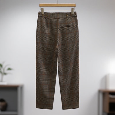 Da牌【迪S】绵羊毛通勤风格纹修身休闲裤007品牌折扣店25秋束脚裤