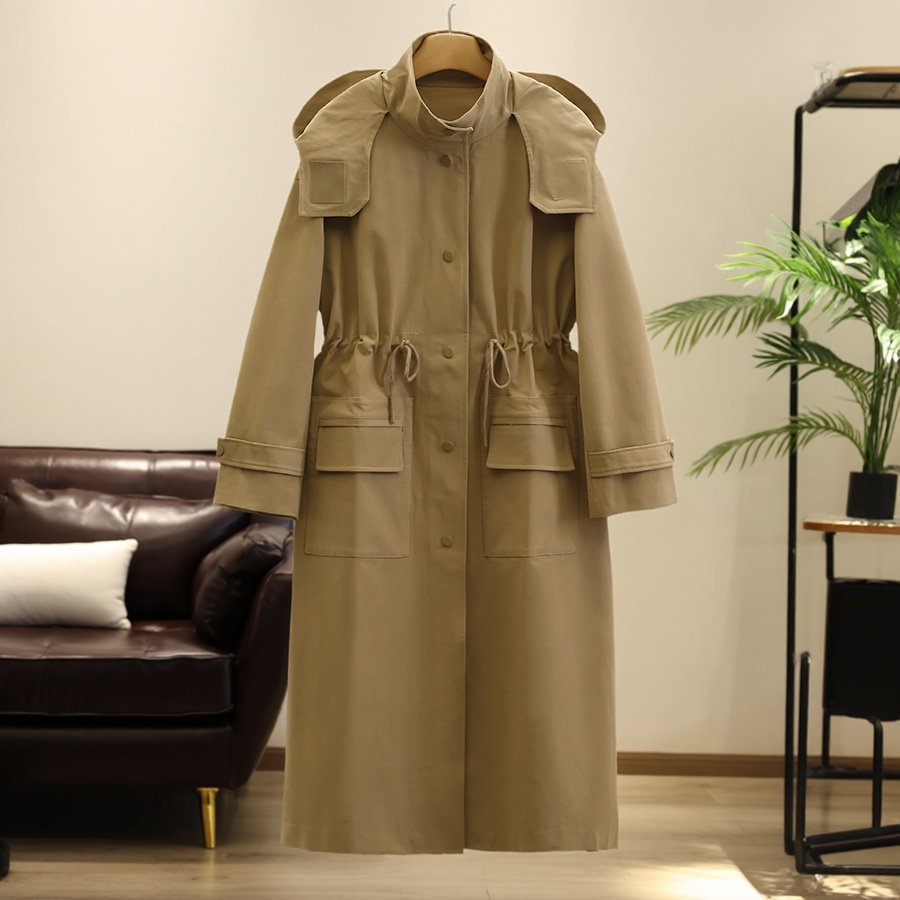 【唯】韩版休闲连帽收腰显瘦风衣品牌撤柜25秋长款外套,女装/女士精品,风衣,淘宝优惠券,粉丝福利购,淘宝优惠卷