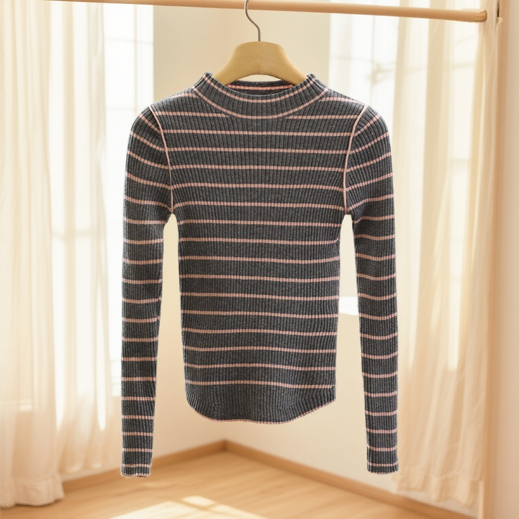 【Li】韩版气质条纹修身显瘦针织毛衣专柜清仓折扣25冬新款打底衫,女装/女士精品,毛针织衫,淘宝优惠券,粉丝福利购,淘宝优惠卷