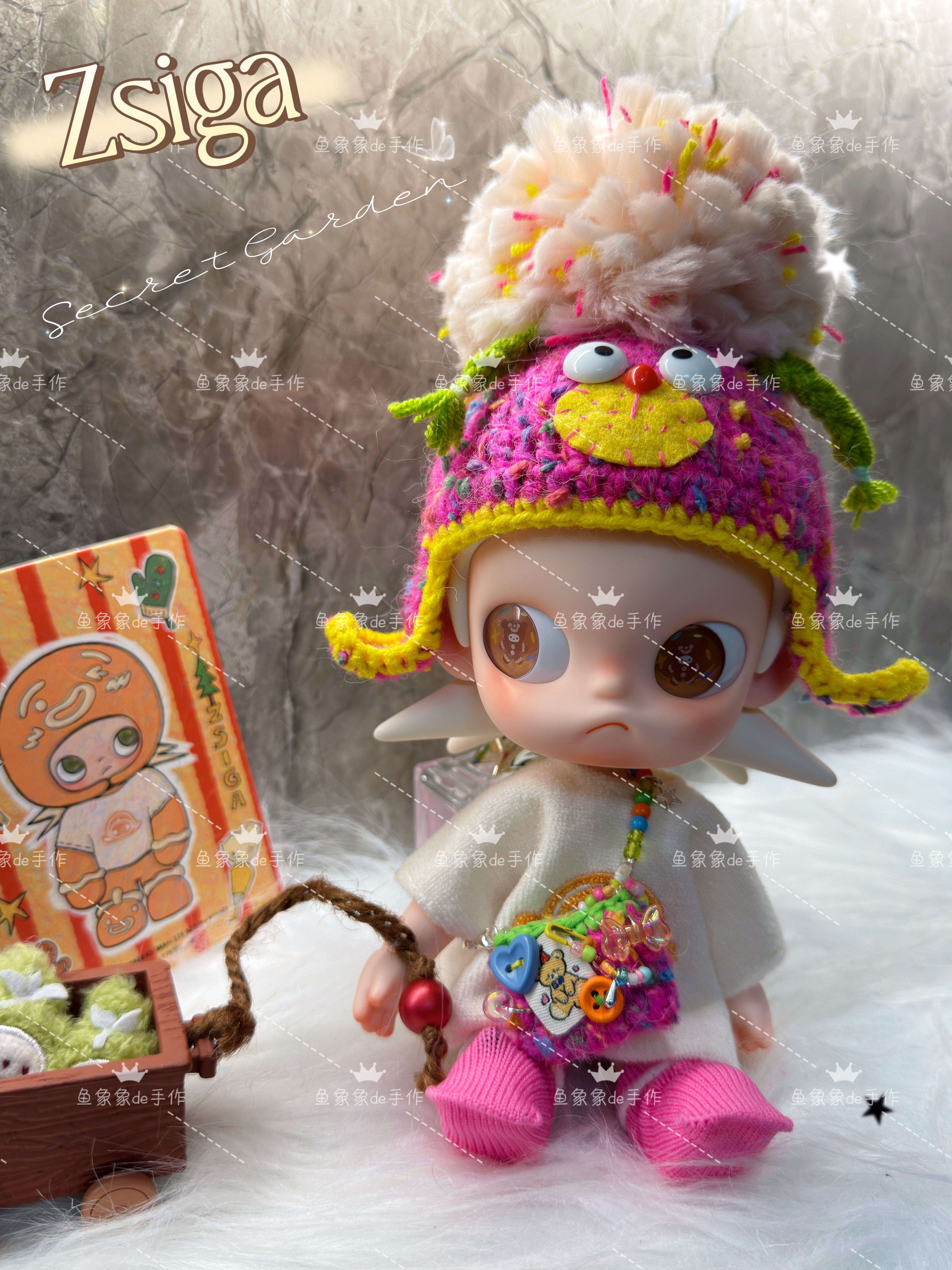 超酷嘎子姐zsiga向往之处可动人偶穿搭娃衣配饰大球卡通帽玫红色