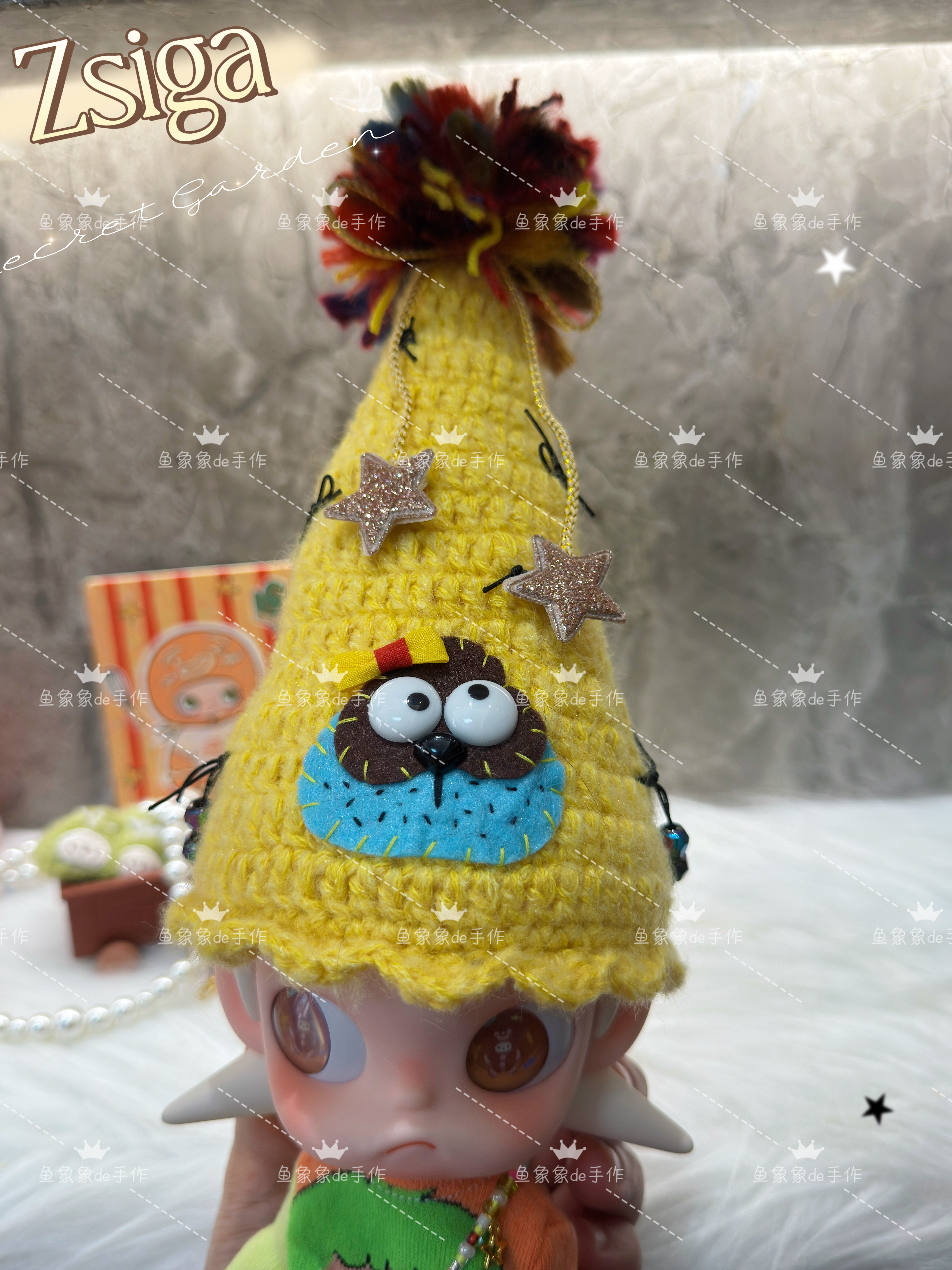 超萌Zsiga嘎子姐可动人偶娃衣穿搭配件可爱嫩黄色球球星星高筒帽