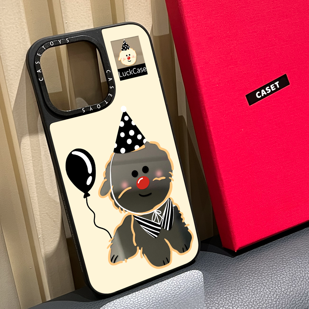 CASE趣味气球帽子狗狗适用苹果16promax手机壳iphone17pro镜面MagSafe磁吸15plus日韩卡通14可爱小动物13情侣