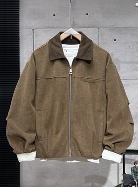 2026新款美式复古灯芯绒外套男高街宽松翻领夹克潮牌春秋季外套