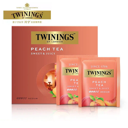 twinings英国川宁蜜桃果香红茶50片袋泡茶野莓水果茶冷泡茶茶叶