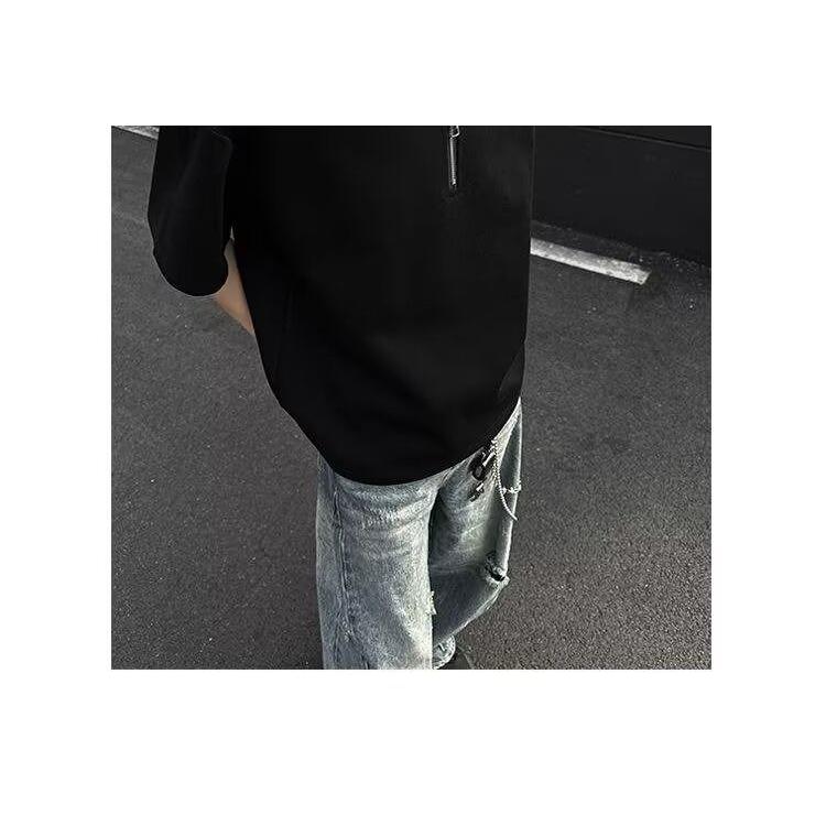 1506-1/TM231/P35美式潮牌短袖t恤男夏季百搭休闲半拉链半袖,男装T恤,星座1506-1