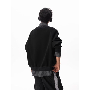 1506-1/WE031/P56春秋美式潮牌假两件衬衫领卫衣男图片