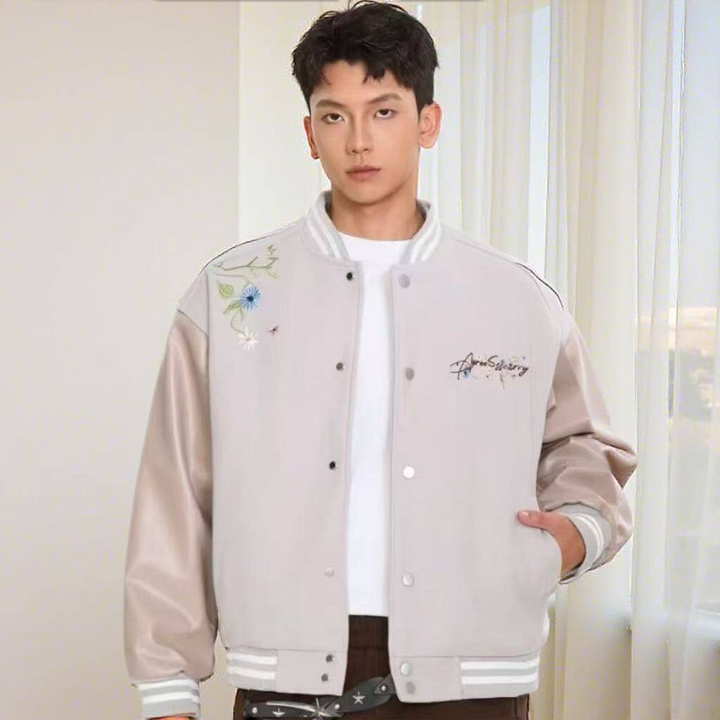 1506-1/JF841/P69春秋美式复古水洗做旧刺绣设计感百搭棒球服外套，女装短外套，星座1506-1