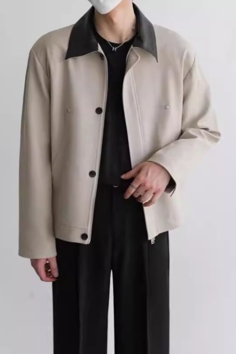1506-1/J25971/P57外套男春秋款美式复古拼接工装夹克图片