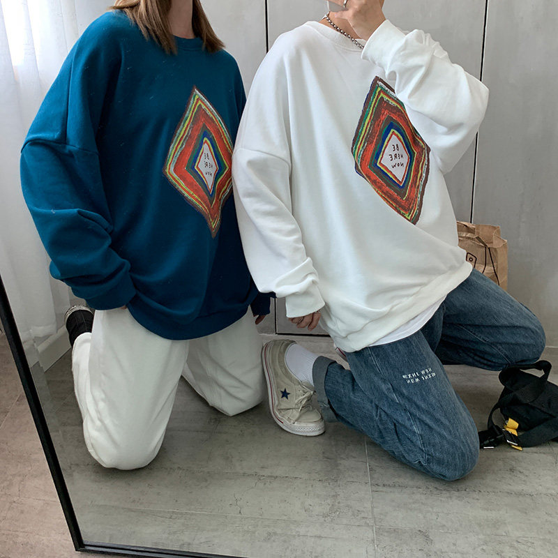 落肩彩虹情侣卫衣9705/(低65）,男装卫衣,星座1506-1