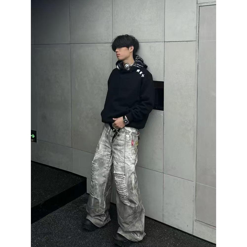 1506-1/WW501/P48趣味五角星印花连帽外套男,女装短外套,星座1506-1