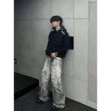 1506-1/WW501/P48趣味五角星印花连帽外套男，女装短外套，星座1506-1