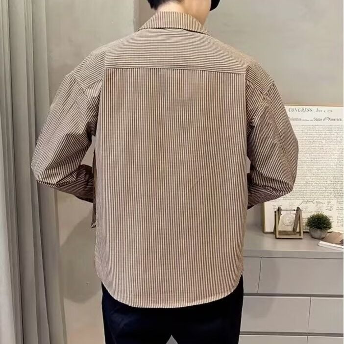 1506-1/C6831/P36新款衬衫男秋装宽松小众设计感上衣图片