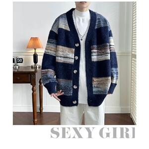 1506/M31531/P59高品质秋款男开衫毛衣条纹拼色针织衫1图片