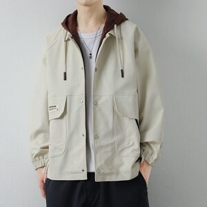 1506-1/JK5191/P88暗黑美式连帽毛呢外套男生套装图片