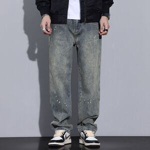 1506-1/KG4031/P44美式牛仔裤男士潮牌直筒宽松阔腿裤图片