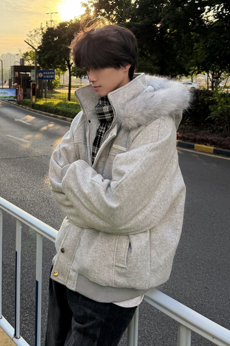 1506/M3671/P86连帽休闲毛呢拼接美式复古男女情侣装保暖外套1,男装棉衣,星座1506-1